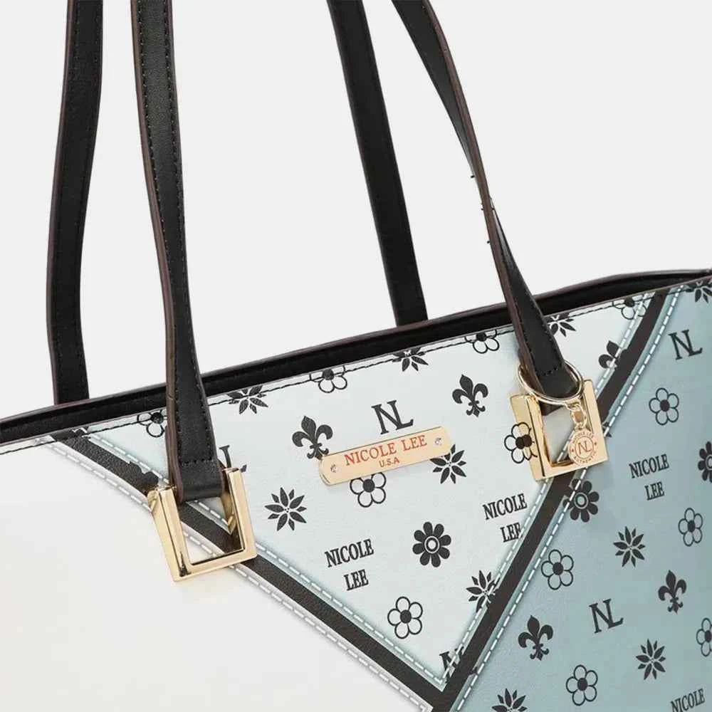 Nicole Lee USA 3-Piece Color Block Handbag Set.