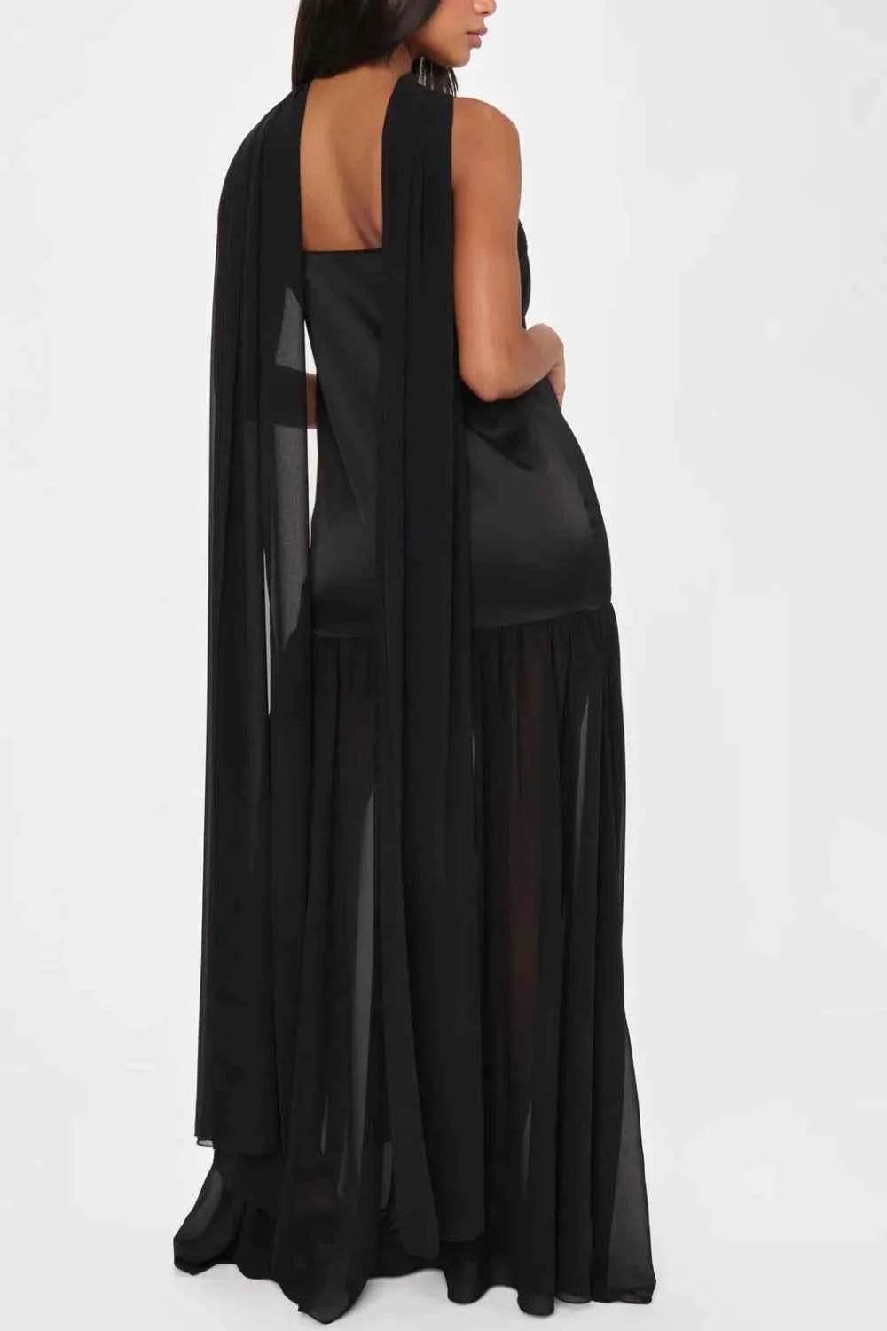 Adjustable Strap Maxi Cami Dress with Scarf.