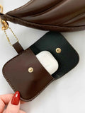 PU Leather Medium Shoulder Bag with EarPods Compartment.