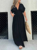 Plus Size Deep V-Neck Maxi Dress with Side Slit.