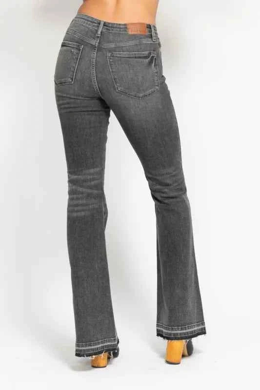 Judy Blue Plus Size Mid Rise Tummy Control Flare Jeans - Gray.