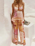 Tie Back Printed Cami and Pants Set.