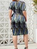 Elegant Surplice Short Sleeve Dress.