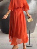 Plus Size Full Size Flowy Tie Front Midi Dress.