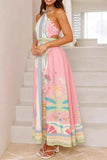 Women's Printed Halter Neck Maxi Dress.