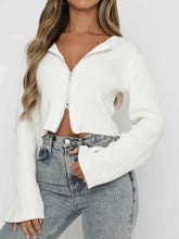 Ribbed Zip-Up Cropped Cardigan.
