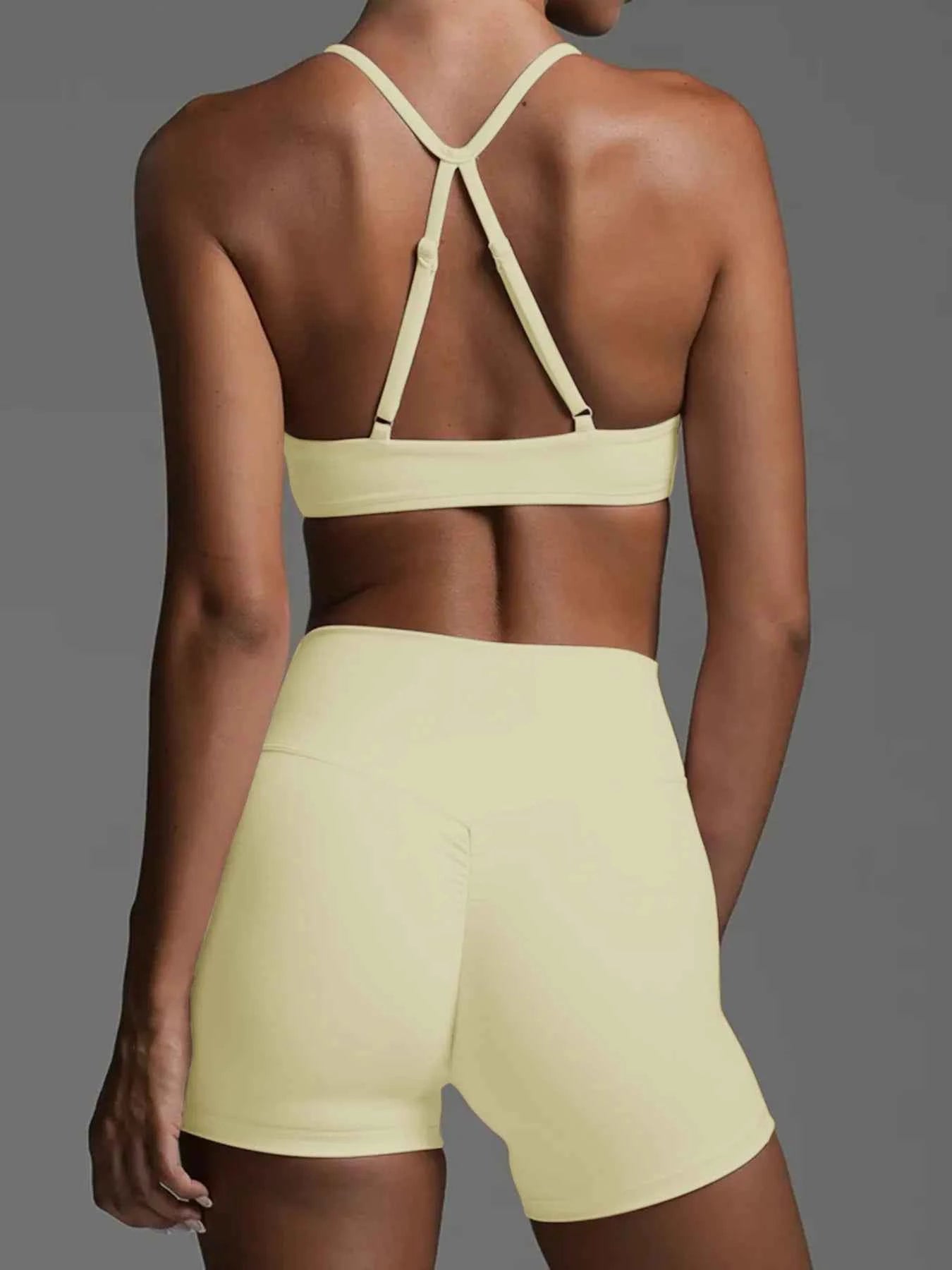 Ruched Sports Bra and High-Waisted Shorts Active Set.