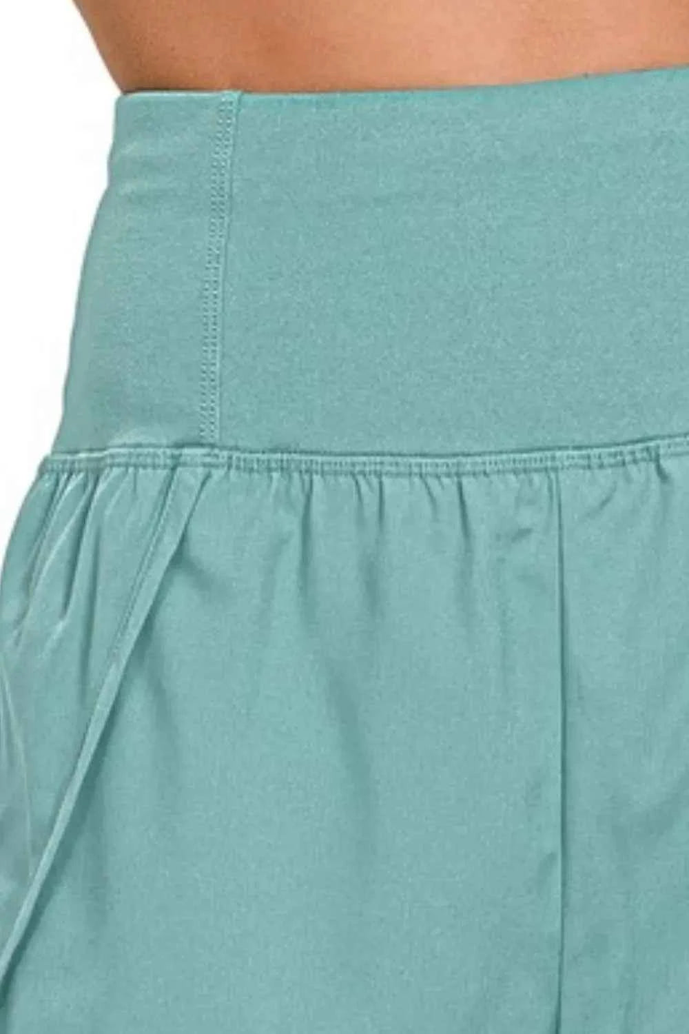 Zenana High Waisted Zippered Back Pocket Running Shorts.