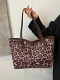 Large Leopard Print Polyester Tote Bag.