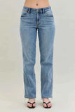Judy Blue Frayed Hem Dad Jeans with Cell Phone Pocket.