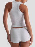 Ribbed Tank Top and Shorts Active Set.