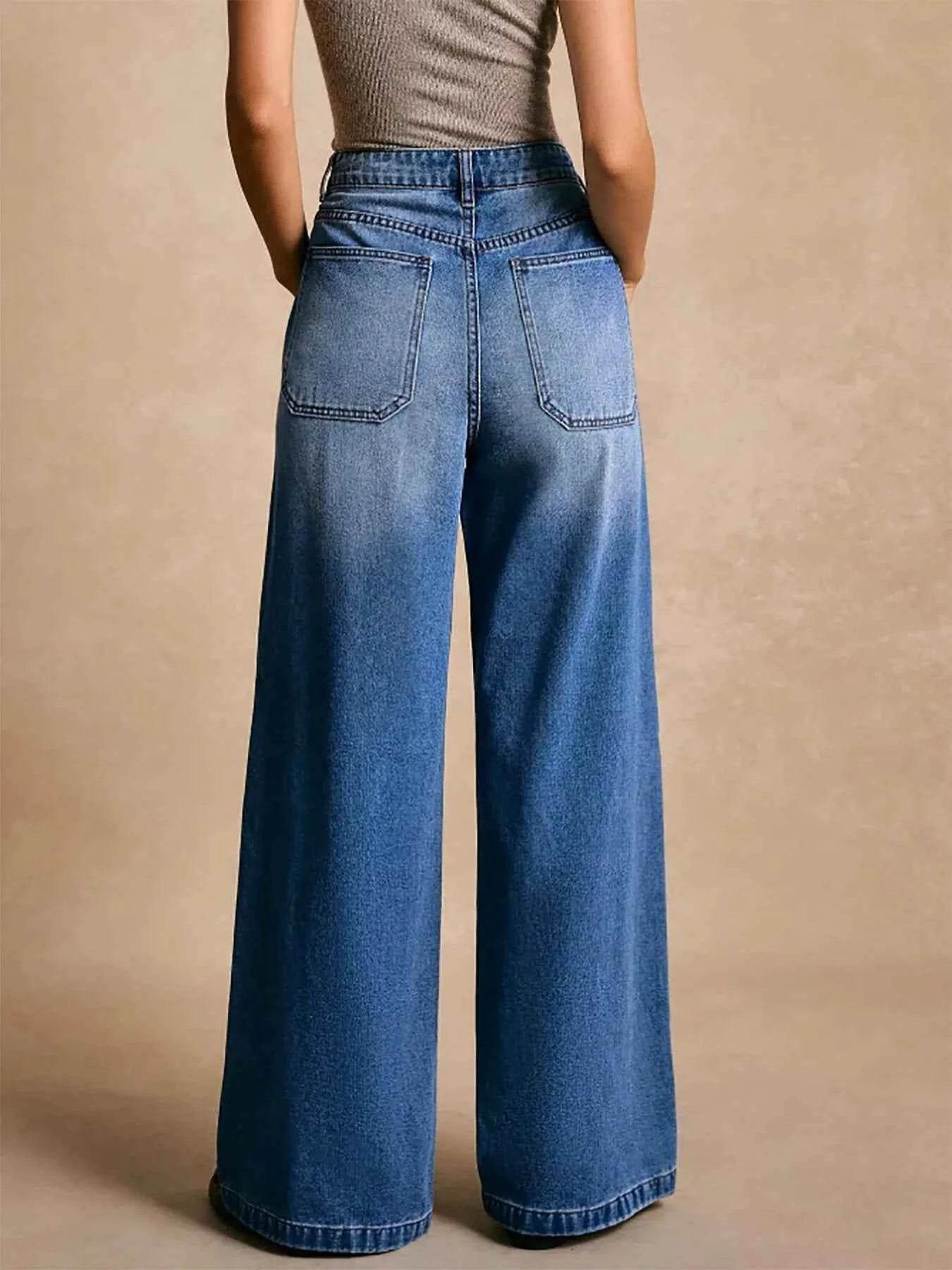 High-Waisted Wide-Leg Pocket Jeans.