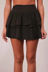 Very J Ruffled Tiered Layers Activewear Skirt with Shorts.