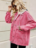 Oversized Button Up Denim Jacket with Hood.