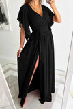 Surplice Flutter Sleeve Maxi Dress.