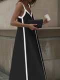 Contrast Trim V-Neck Maxi Dress.