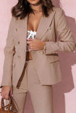 Plus Size Full Size Lapel Collar Blazer and Pants Set - EBYNN