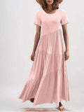 Round Neck Tiered Ruffle Maxi Dress - EBYNN