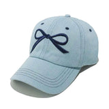 Bow Embroidered Denim Baseball Cap.
