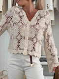 Lace V-Neck Button-Up Cardigan.