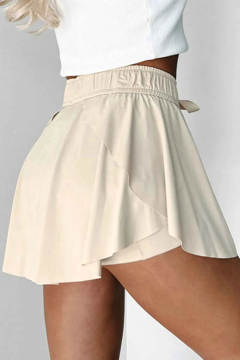 Drawstring High Waist Active Skorts.