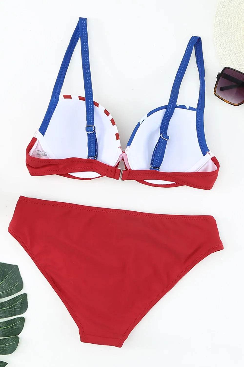 Printed Ruched Bikini Set.