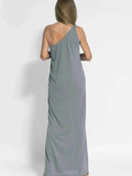 One-Shoulder Maxi Dress with Side Slit.
