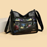 Large PU Leather Rose Pattern Shoulder Bag.