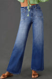 High-Waisted Wide-Leg Vintage Wash Jeans.