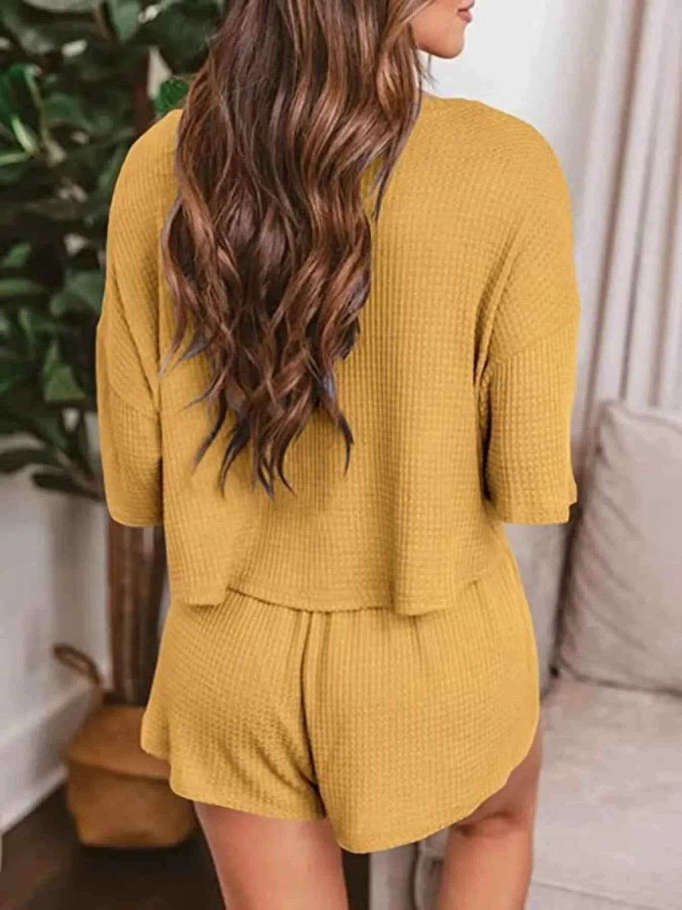 Waffle Knit Lounge Set for Ultimate Comfort and Style - EBYNN