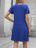 Pleated Front Round Neck Swing Dress.