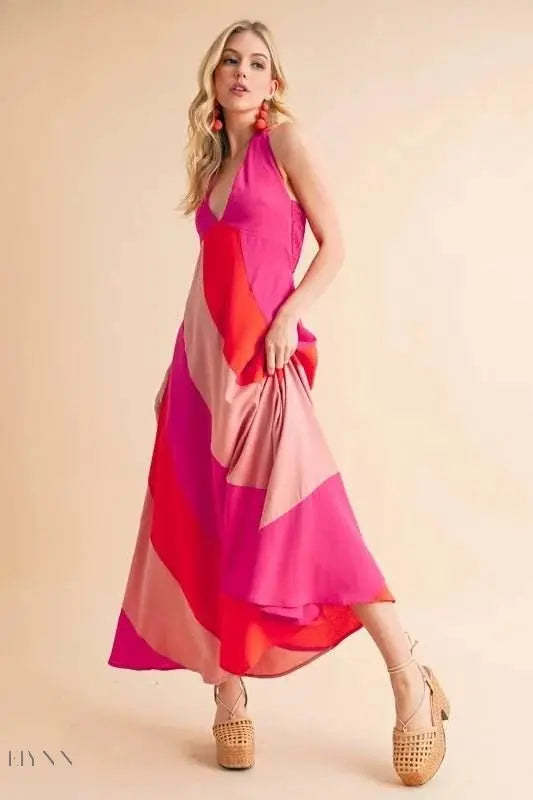 Aemi+Co Color Block Sleeveless Maxi Dress - EBYNN