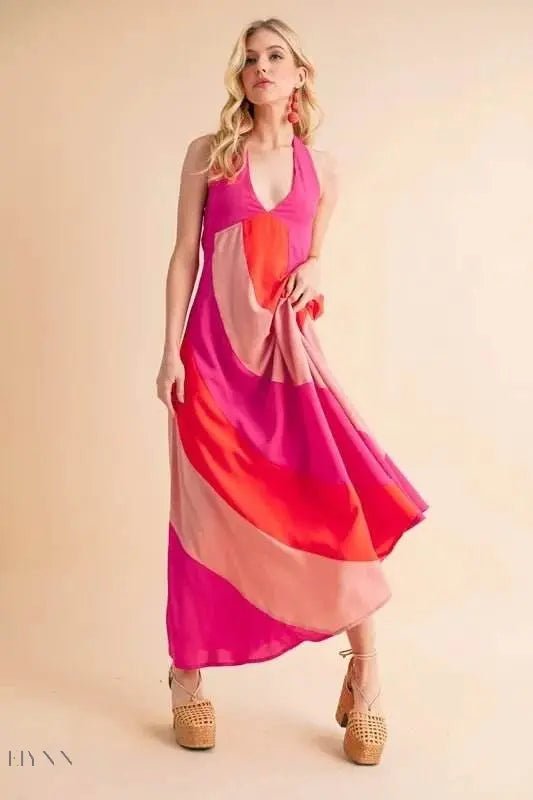 Aemi+Co Color Block Sleeveless Maxi Dress - EBYNN