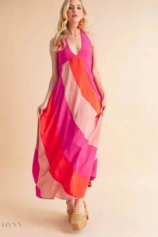 Aemi+Co Color Block Sleeveless Maxi Dress - EBYNN