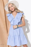 Chevron Ruffle Casual Dress with Florence Hem for Effortless Style - EBYNN