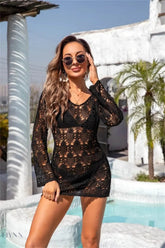 Plus Size Angel Wings Cover Up Black Crochet - EBYNN