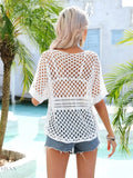 Angel Wings Cutout Round Neck Short Sleeve Cover Up - EBYNN