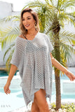 Angel Wings Openwork Slit Scoop Neck Cover Up - EBYNN