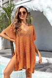 Angel Wings Openwork Slit Scoop Neck Cover Up - EBYNN