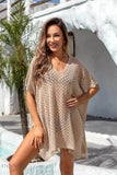 Angel Wings Openwork Slit Scoop Neck Cover Up - EBYNN