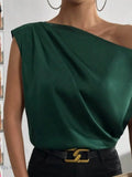 Asymmetrical One-Shoulder Blouse for Effortless Elegance - EBYNN