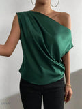 Asymmetrical One-Shoulder Blouse for Effortless Elegance - EBYNN