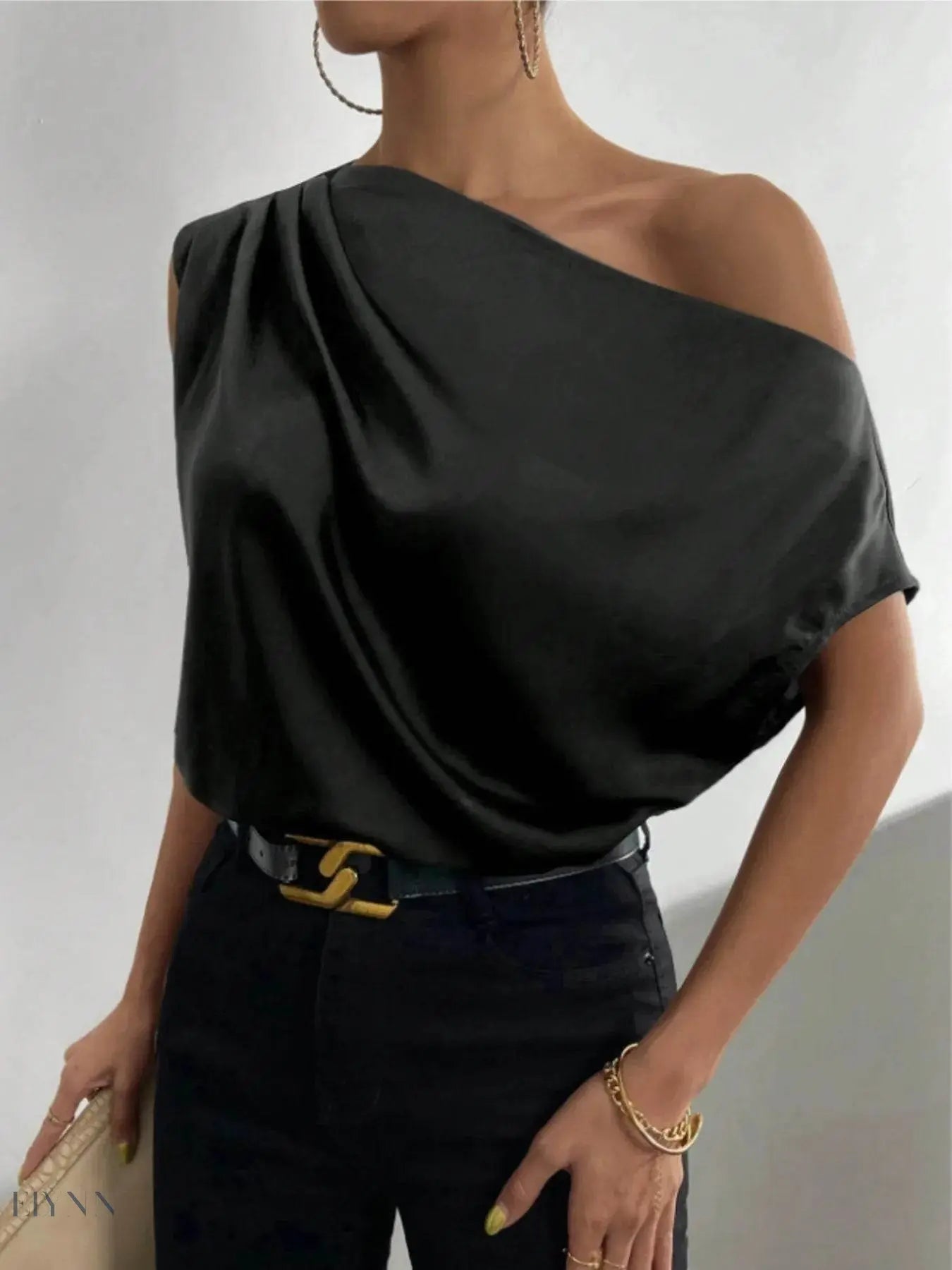 Asymmetrical One-Shoulder Blouse for Effortless Elegance - EBYNN