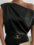 Asymmetrical One-Shoulder Blouse for Effortless Elegance - EBYNN