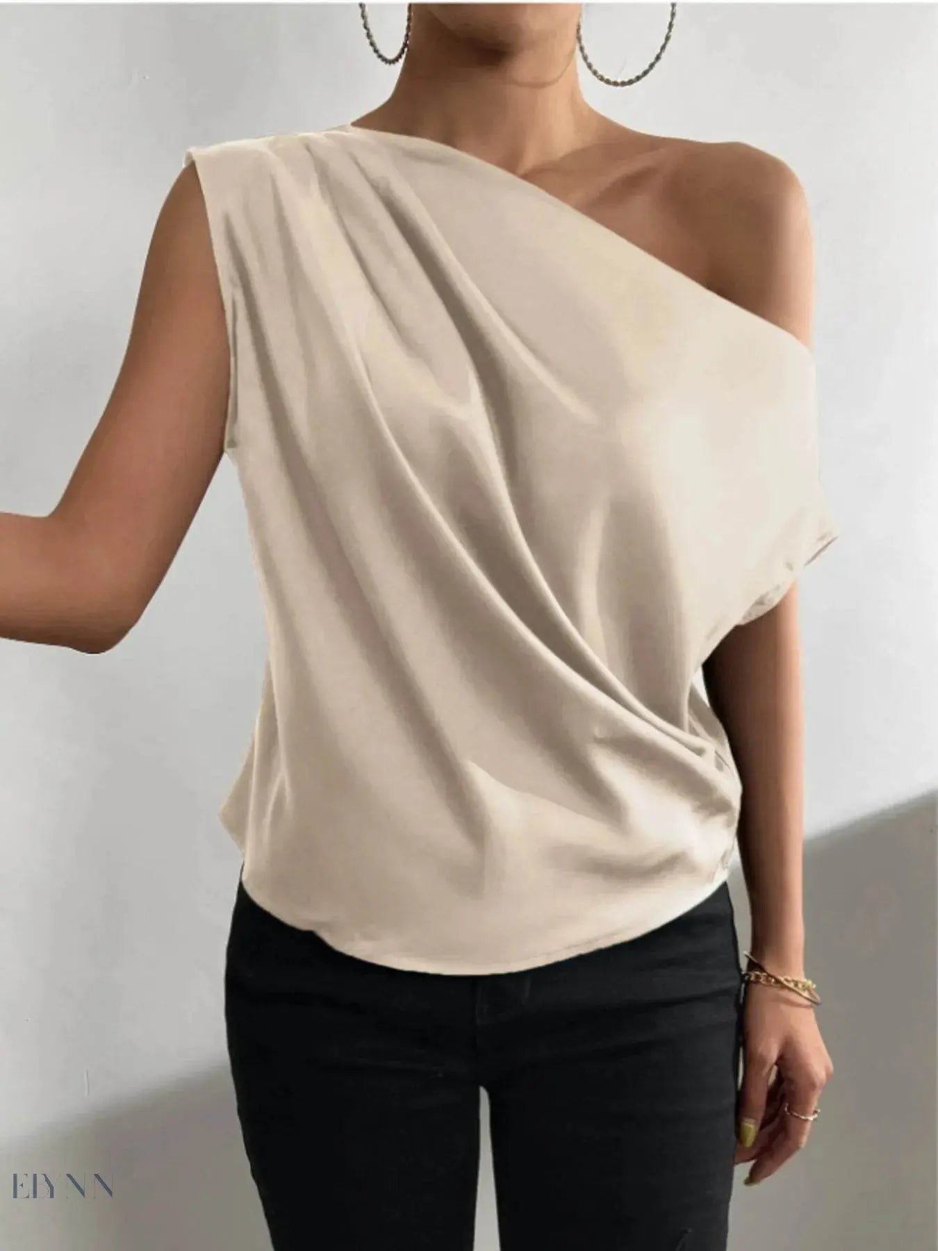 Asymmetrical One-Shoulder Blouse for Effortless Elegance - EBYNN
