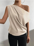 Asymmetrical One-Shoulder Blouse for Effortless Elegance - EBYNN