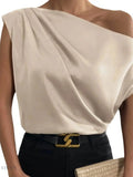 Asymmetrical One-Shoulder Blouse for Effortless Elegance - EBYNN
