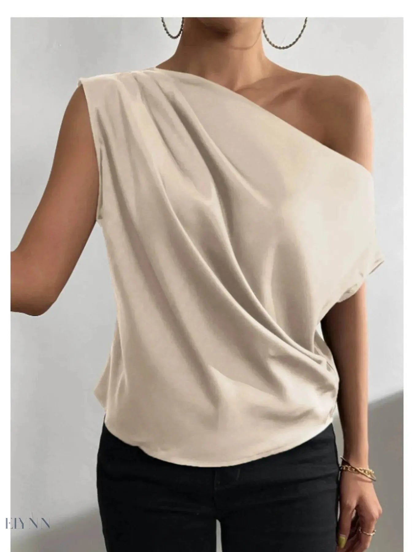 Asymmetrical One-Shoulder Blouse for Effortless Elegance - EBYNN