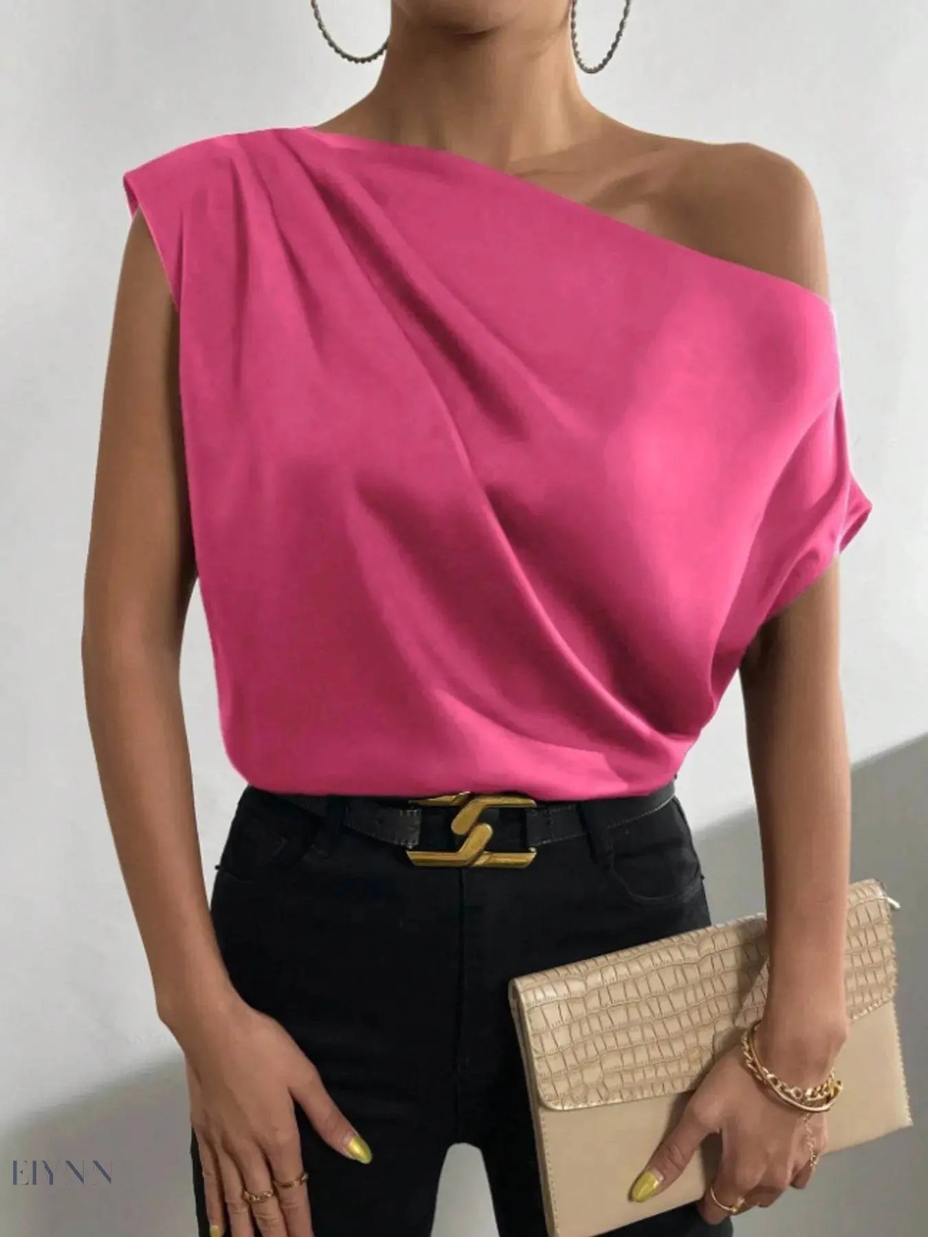 Asymmetrical One-Shoulder Blouse for Effortless Elegance - EBYNN