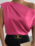 Asymmetrical One-Shoulder Blouse for Effortless Elegance - EBYNN